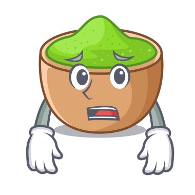 Korkarım matcha toz cam karikatür tablo vektör çizim yukarıda