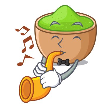 Trompet matcha tozu ile cam karikatür tablo vektör çizim yukarıda