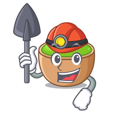 Madenci matcha toz cam karikatür tablo vektör çizim yukarıda