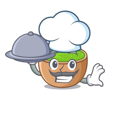 Şef gıda matcha toz yukarıda cam karikatür tablo vektör çizim ile