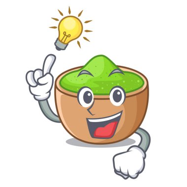 Bir fikir matcha toz maskot vektör çizim ile izole ettim