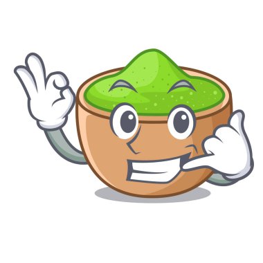 Beni maskot vektör çizim ile izole matcha toz içinde ara