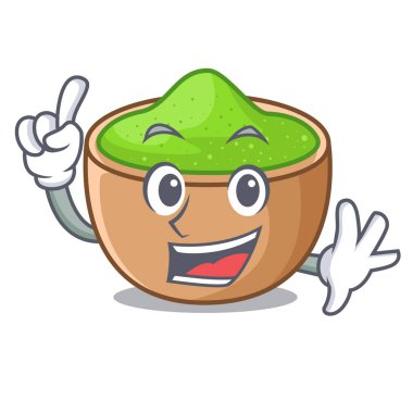 Parmak matcha toz içinde maskot vektör çizim ile izole