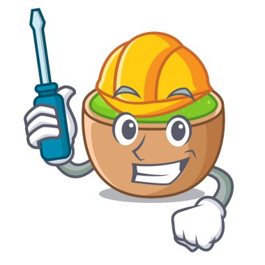 Maskot vektör çizim ile otomotiv matcha tozu izole