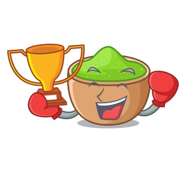 Maskot vektör çizim ile izole kazanan matcha toz boks