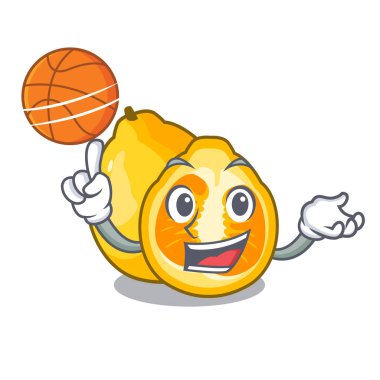 Basketbol ugli meyve ile karikatür tablo vektör çizim yukarıda
