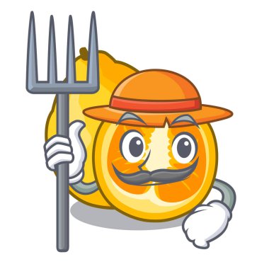 Çiftçi ugli meyve karikatür tablosunun üstünde illüstrasyon vektör