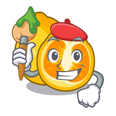 Sanatçı ugli meyve karikatür tablosunun üstünde illüstrasyon vektör