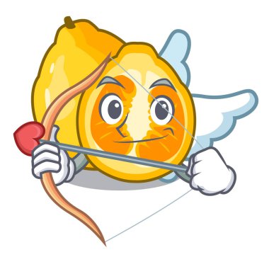 Aşk tanrısı ugli meyve karikatür tablosunun üstünde illüstrasyon vektör