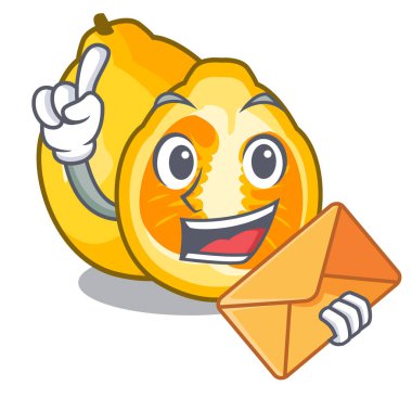 Zarf ile ugli maskotu meyve sepeti illüstrasyon vektör