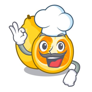 Şef ugli maskotu meyve sepeti illüstrasyon vektör