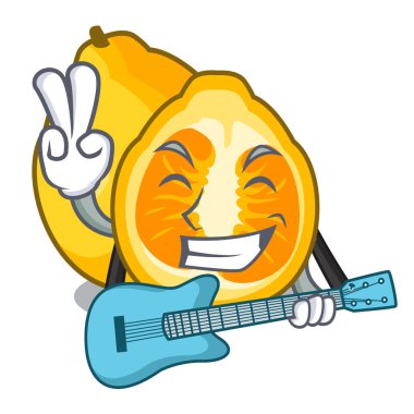 Çizgi film buzdolabı vektör çizim ile gitar ugli meyve