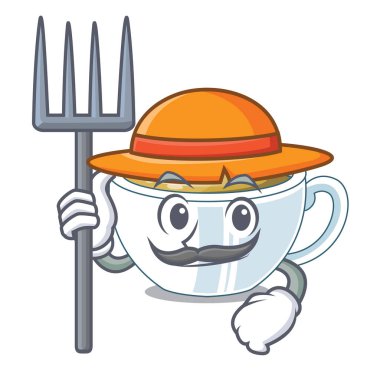 Bir cam maskot vektör çizim çiftçi zencefil çayı