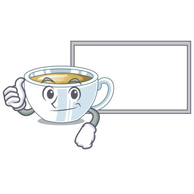 Başparmak yukarıya bir cam maskot vektör çizim kurulu zencefil çayı ile