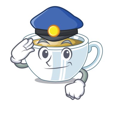 Polis bir cam maskot vektör çizim çay zencefil