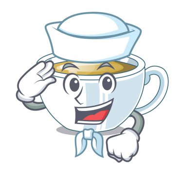 Bir cam maskot vektör çizim denizci zencefil çayı