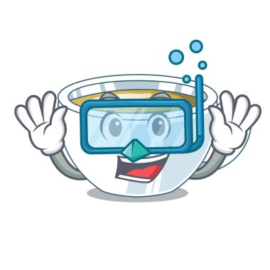 Zencefil çayı karakter ahşap masa vektör çizim yukarıda dalış