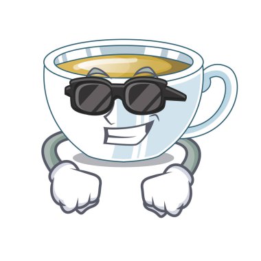 Karakter ahşap masa vektör çizim yukarıda süper cool zencefil çayı