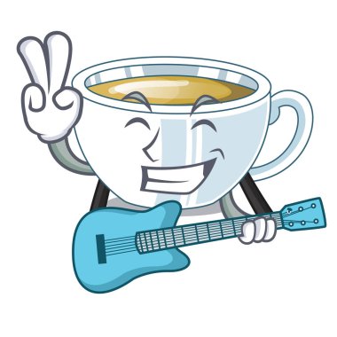 Çizgi film şekil vektör çizim ile gitar zencefil çayı