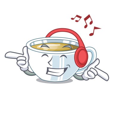 Çizgi film şekil vektör çizim dinleme müzik zencefil çayı