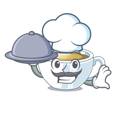 Şef yemek zencefil çay çizgi film şekil vektör çizim ile