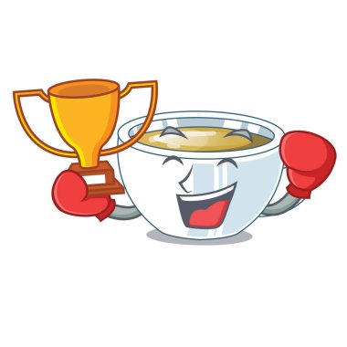 Boks şampiyonu zencefil çay bir çizgi film şişe vektör çizim