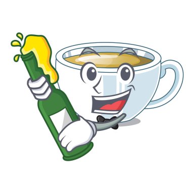 Bir çizgi film şişe vektör çizim ile bira zencefil çayı