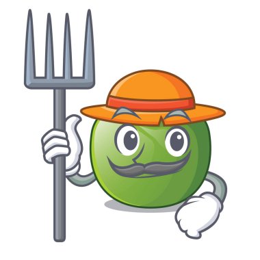 Çizgi film sebze sepeti vektör çizim çiftçi yeşil domates