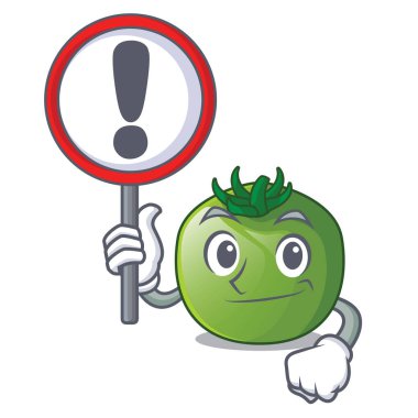 Çizgi film sebze sepeti vektör çizim içinde işareti yeşil domates ile