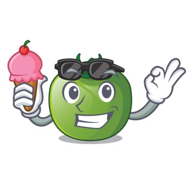 Dondurma yeşil domates izole karikatür vektör çizim ile