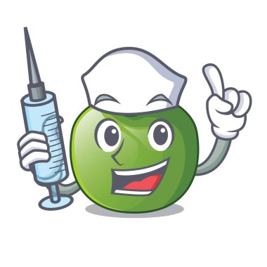 Hemşire yeşil domates izole karikatür ile vektör çizim