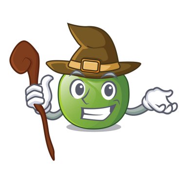 Yeşil domates obove karakter tablo vektör çizim cadı