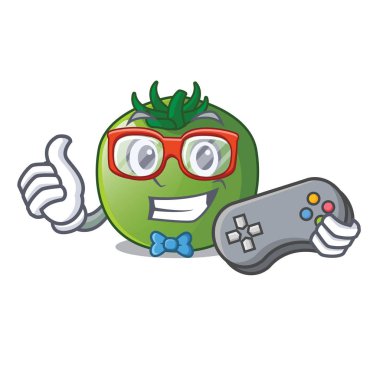 Oyun yeşil domates obove karakter tablo vektör çizim