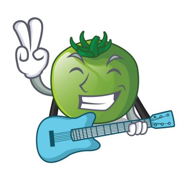 Gitar yeşil domates obove ile karakter tablosunu illüstrasyon vektör