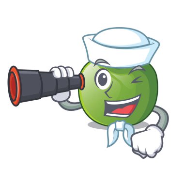 Denizci dürbün yeşil domates obove karakter tablo vektör çizim ile