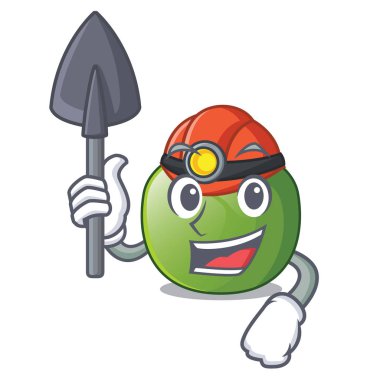 Madenci yeşil domates obove karakter tablo vektör çizim