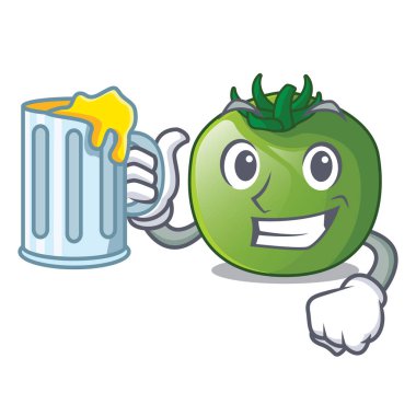 Suyu yeşil domates obove ile karakter tablosunu illüstrasyon vektör