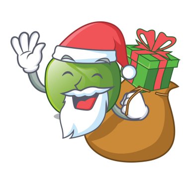 Noel Baba hediye yeşil domates maskot vektör halat şeklinde ile
