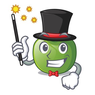 Sihirbaz yeşil domates maskot vektör halat şeklinde