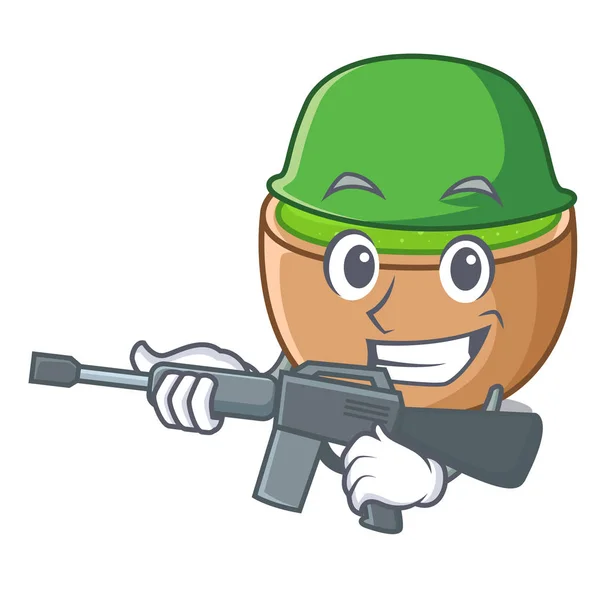 Ejército Matcha Polvo Vector Cuenco Carácter Ilustración — Vector de stock