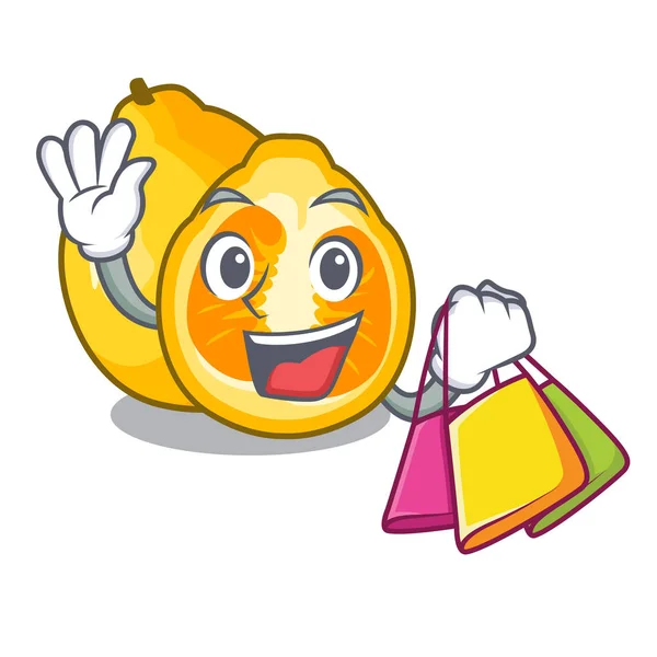 Compras Ugli Cesta Frutas Mascote Vetor Ilustração — Vetor de Stock