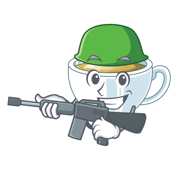 Army Ginger Tea Glass Mascot Vector Illustration — Stock Vector