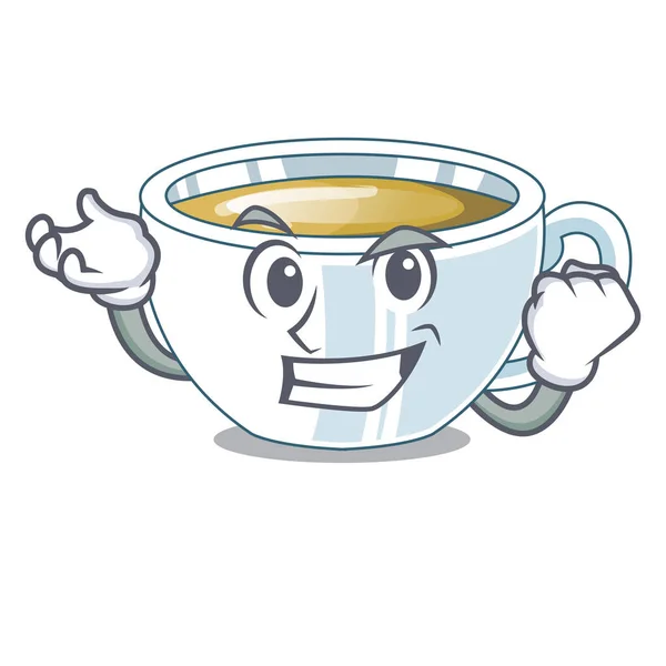 Chá Gengibre Bem Sucedido Acima Personagem Tabela Madeira Vetor Ilustração —  Vetores de Stock