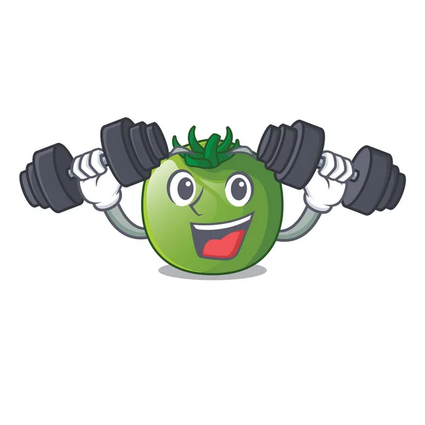 Fitness Zelená Rajčata Kreslené Zeleniny Košík Vektorové Ilustrace — Stockový vektor