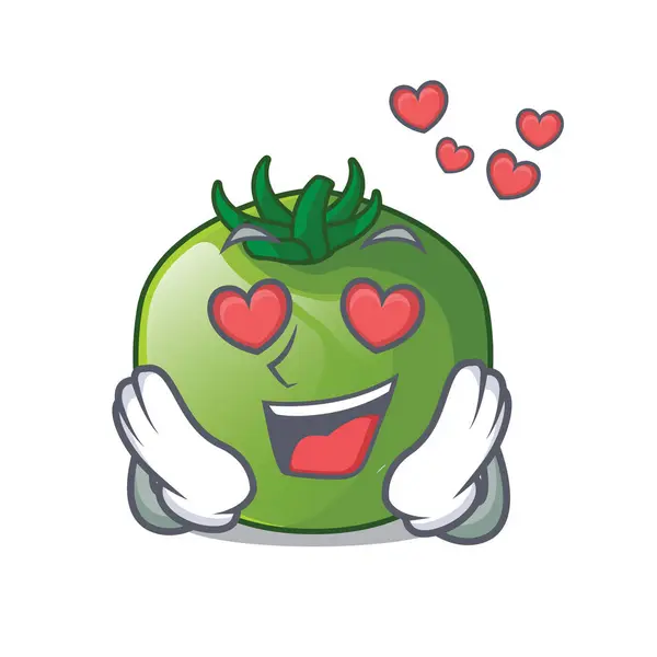 Amor Tomate Verde Obove Ilustração Vetor Mesa Personagem —  Vetores de Stock