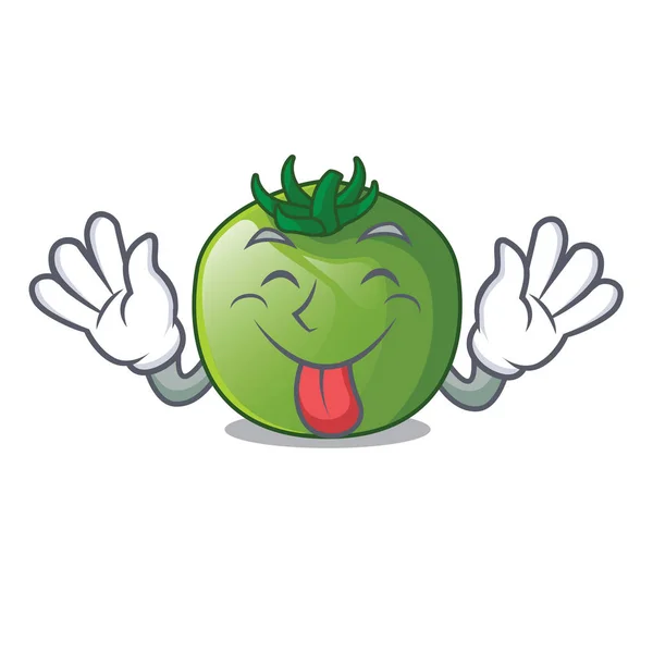 Langue Tomate Verte Forme Mascotte Vecteur Ilustration — Image vectorielle