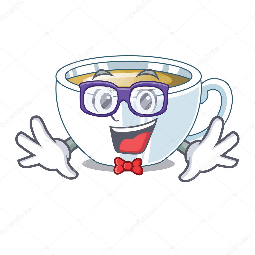 Geek ginger tea above character wooden table vector illustration