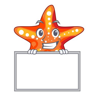 Yönetim Kurulu denizyıldızı yanında içinde karakter ile sırıtarak plaj vektör çizim