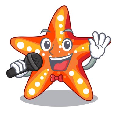 Şarkı deniz yıldızı ile çizgi film vektör çizim içinde izole