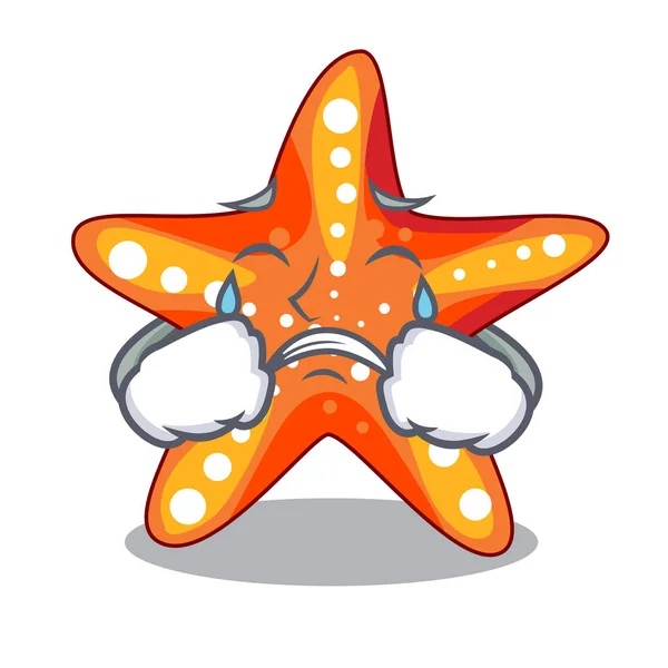 Huilende Starfish Geïsoleerd Met Cartoons Vectorillustratie — Stockvector